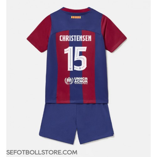 Barcelona Andreas Christensen #15 Replika babykläder Hemmaställ Barn 2023-24 Kortärmad (+ korta byxor)
